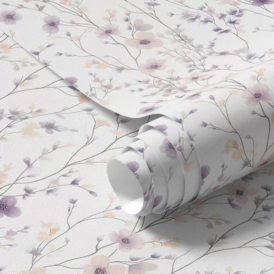 wall murals Мало дивље цвеће са танким стабљикама на светлој позадини a00003