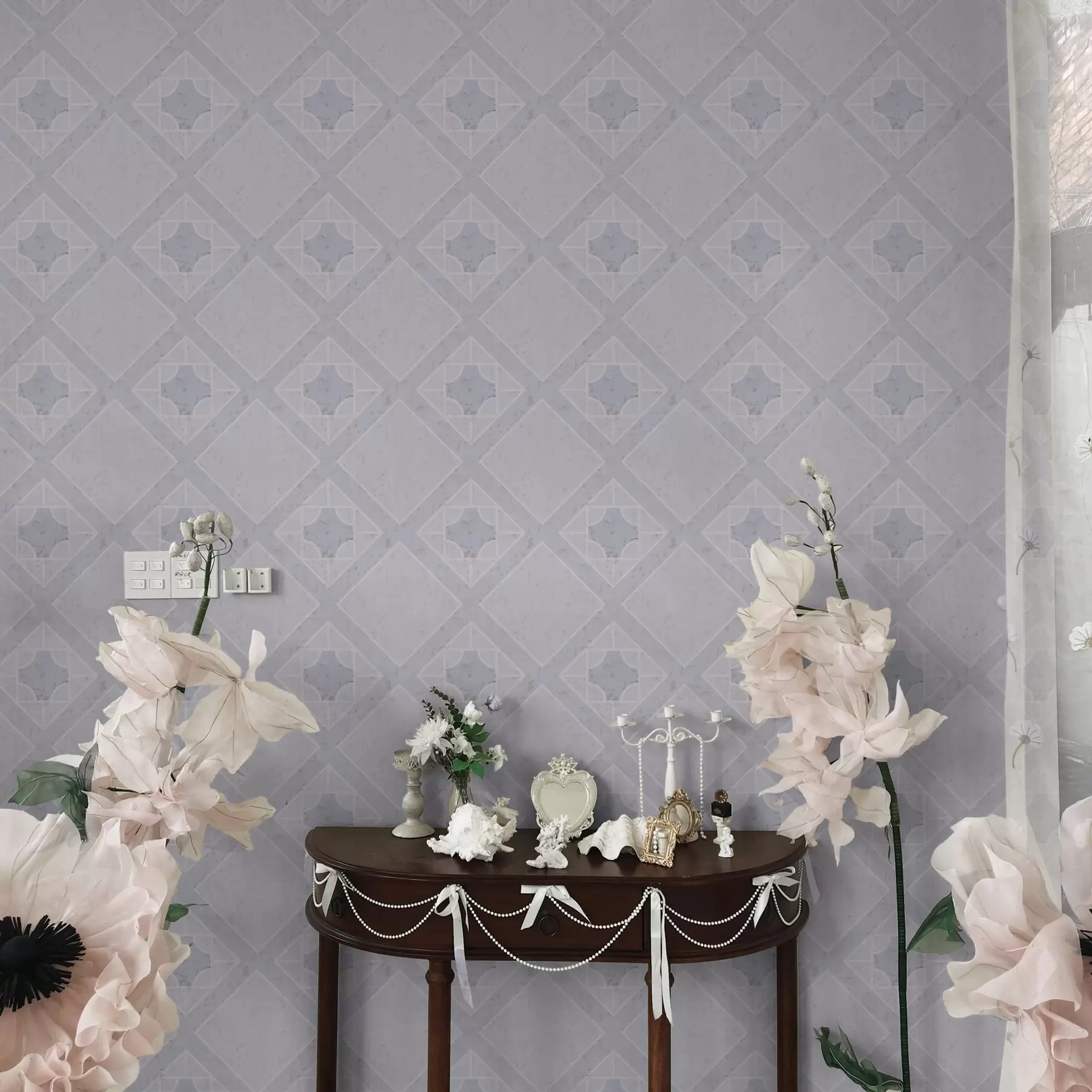 wall murals Бели ромбови на плавој позадини a00010