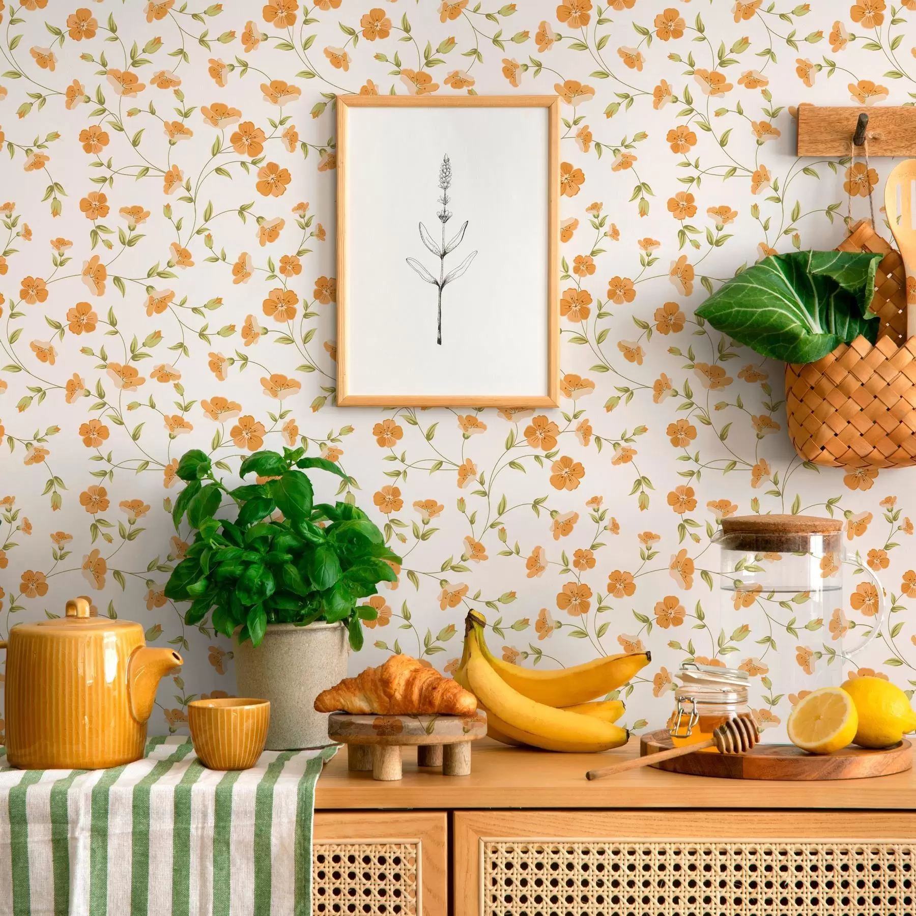 wall murals Наранџасти цветови на белој позадини a00015