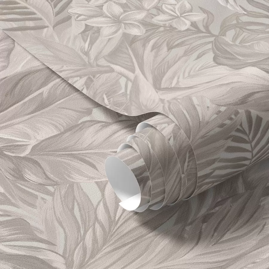 wall murals Тропско цвеће и лишће у пастелним бојама a00024