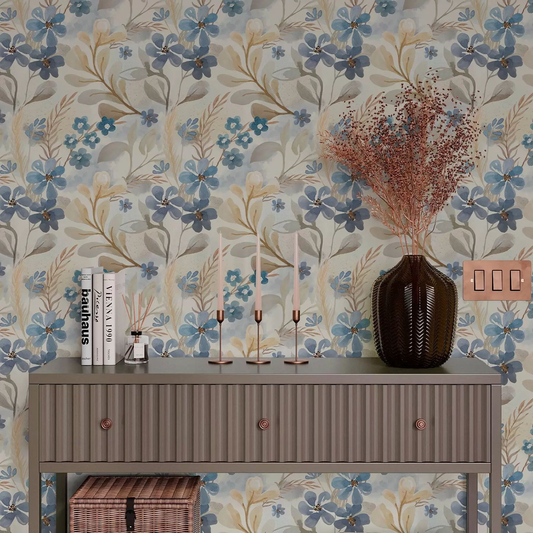 wall murals Деликатно цвеће и лишће у стилу акварела a00042