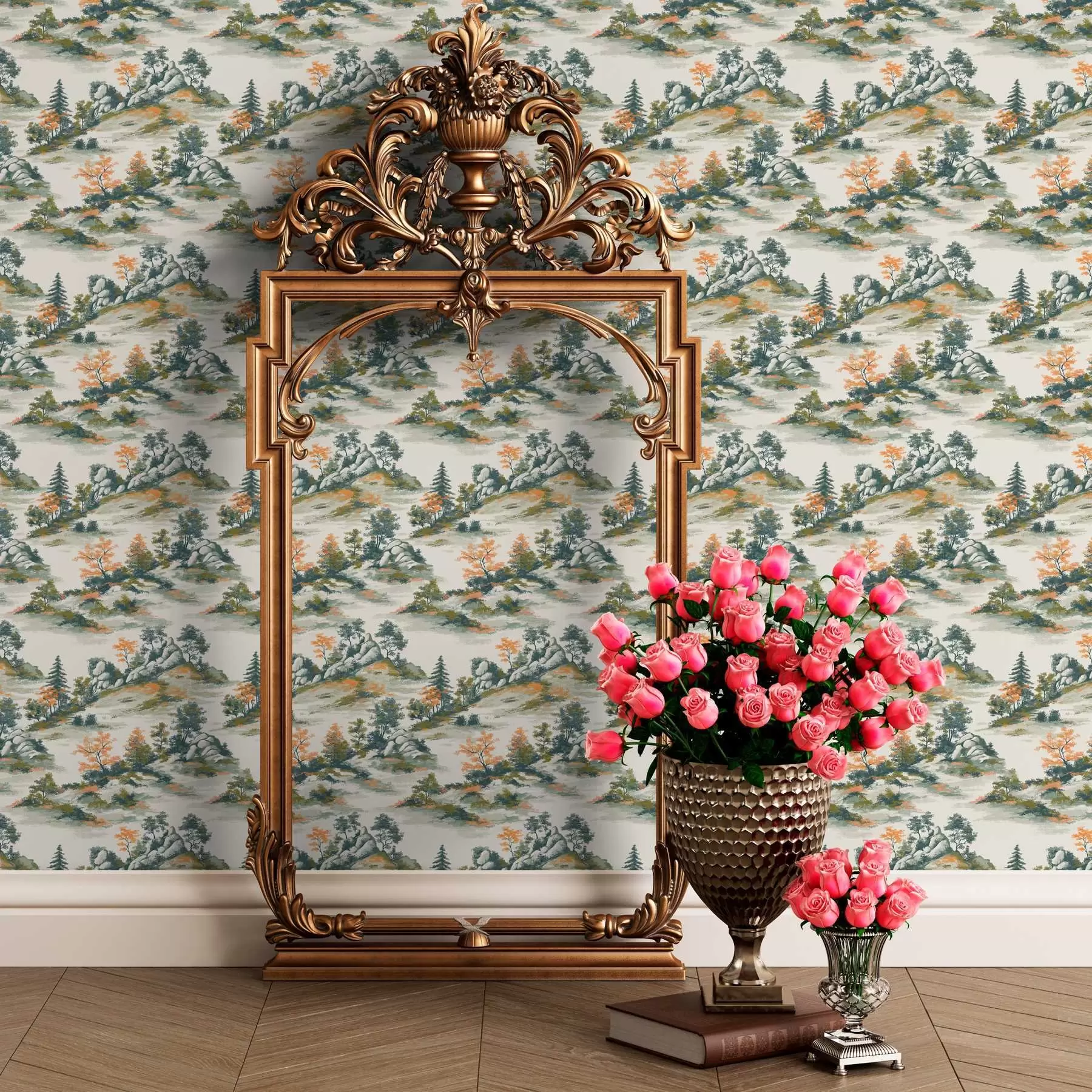wall murals Дрвеће на планинским платформама са камењем a00090