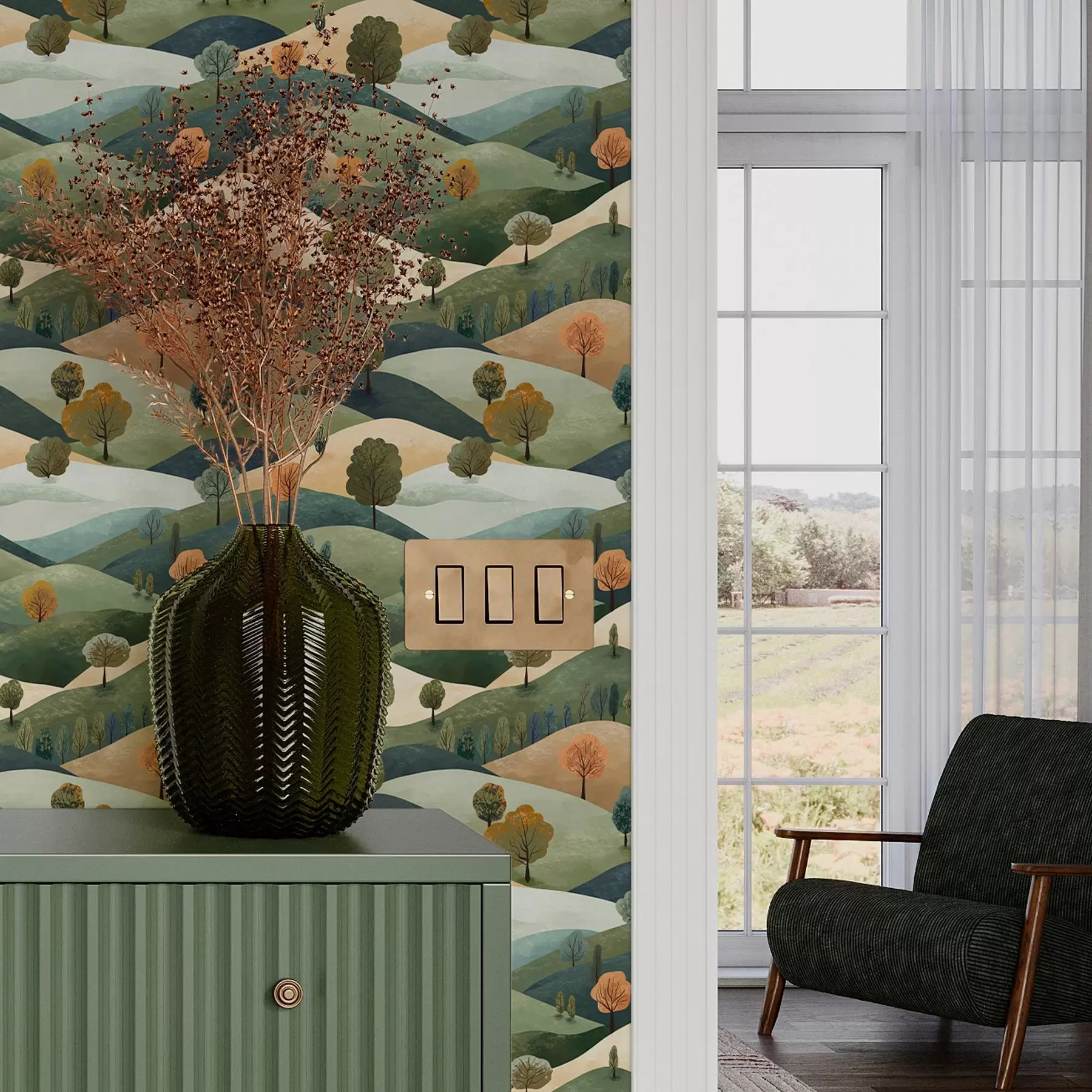 wall murals Смешна брда са дрвећем a00091
