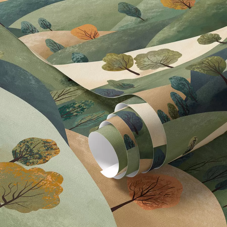 wall murals Смешна брда са дрвећем a00091