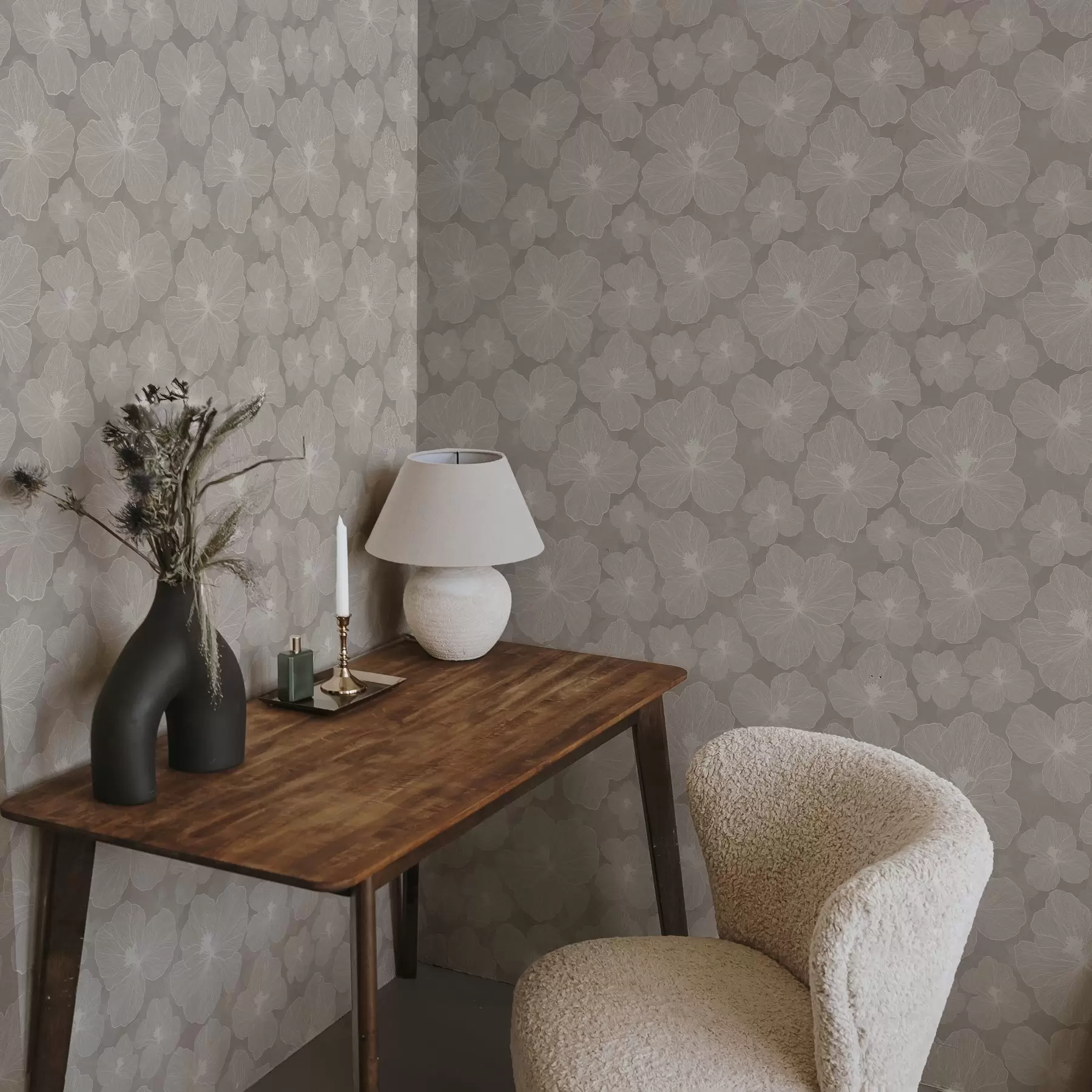 wall murals Велико цвеће на беж позадини a00067