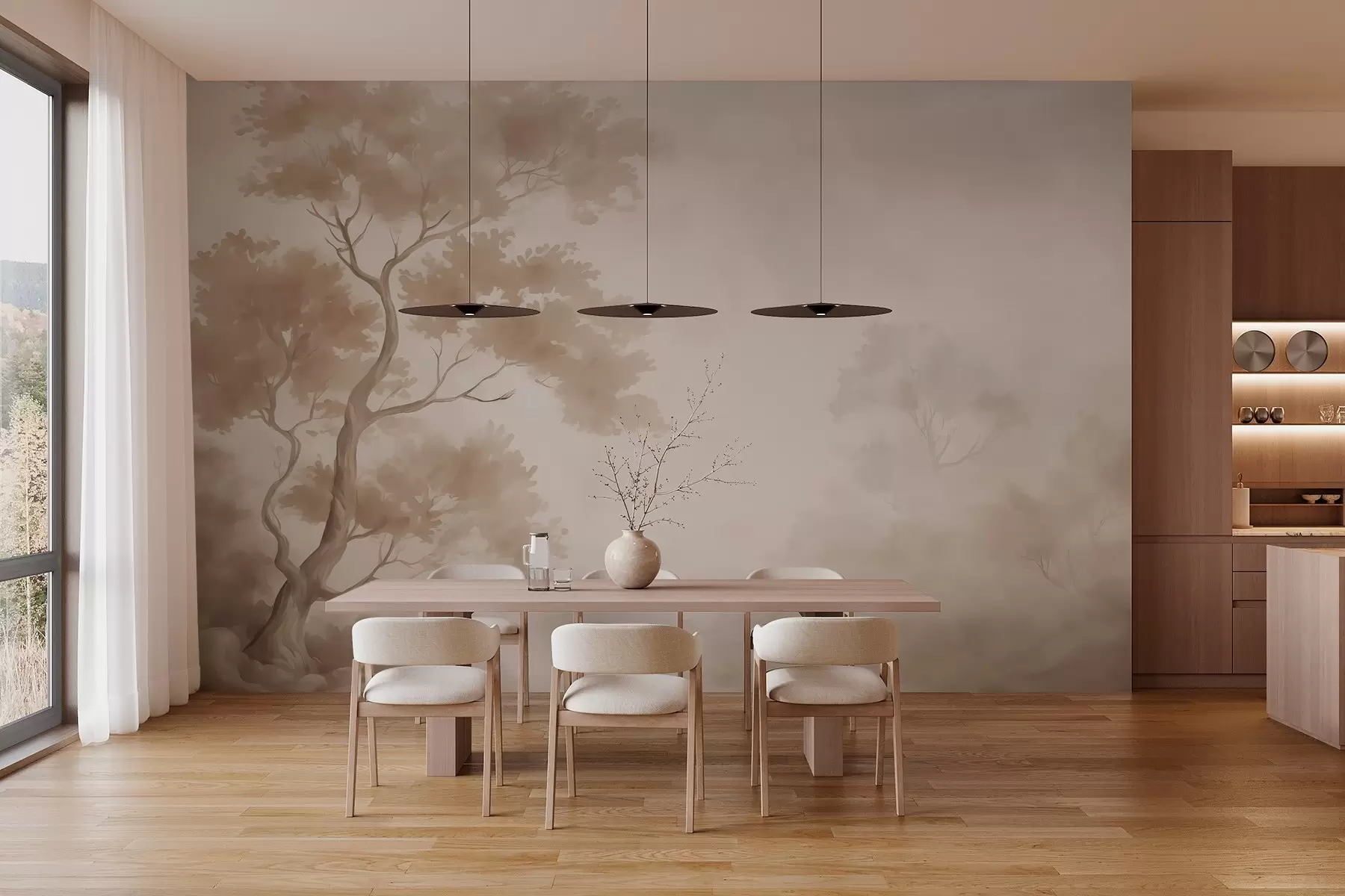 wall murals Имитација дрвета замагљене акварела w03471