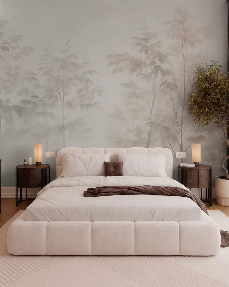 wall murals Дрвеће имитација акварела топлих боја w03474