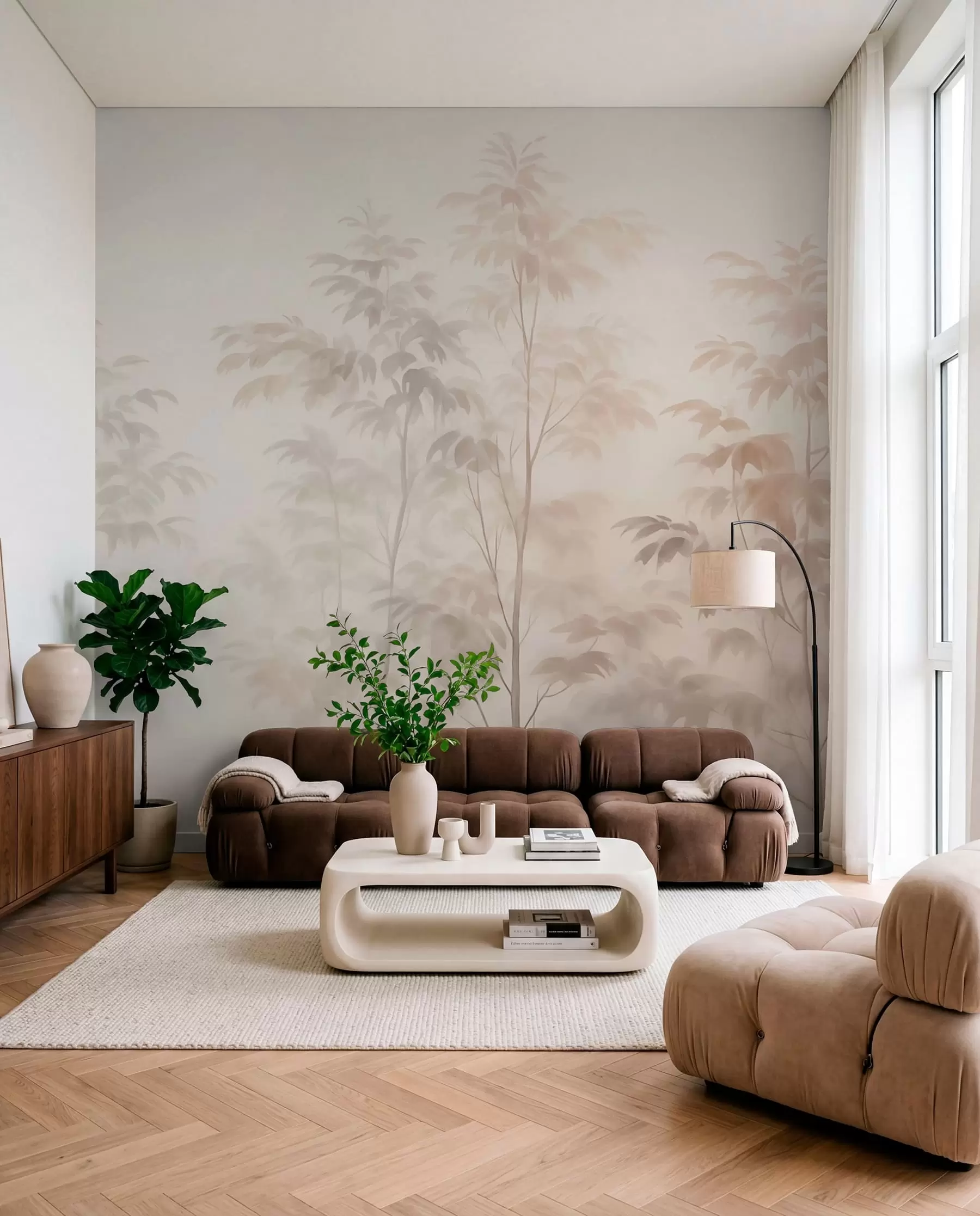 wall murals Дрвеће имитација акварела топлих боја w03474