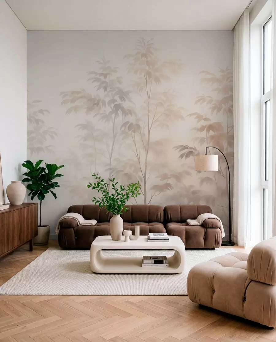 wall murals Дрвеће имитација акварела топлих боја w03474