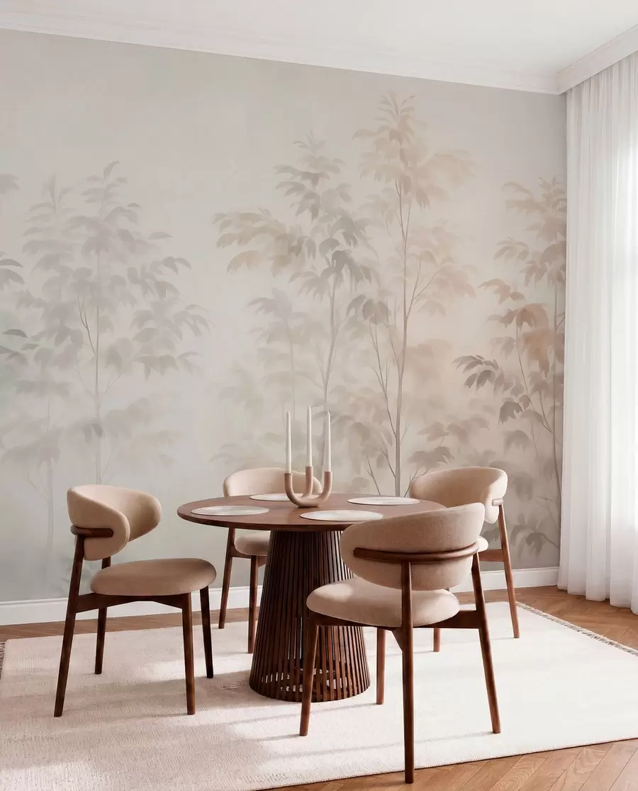 wall murals Дрвеће имитација акварела топлих боја w03474