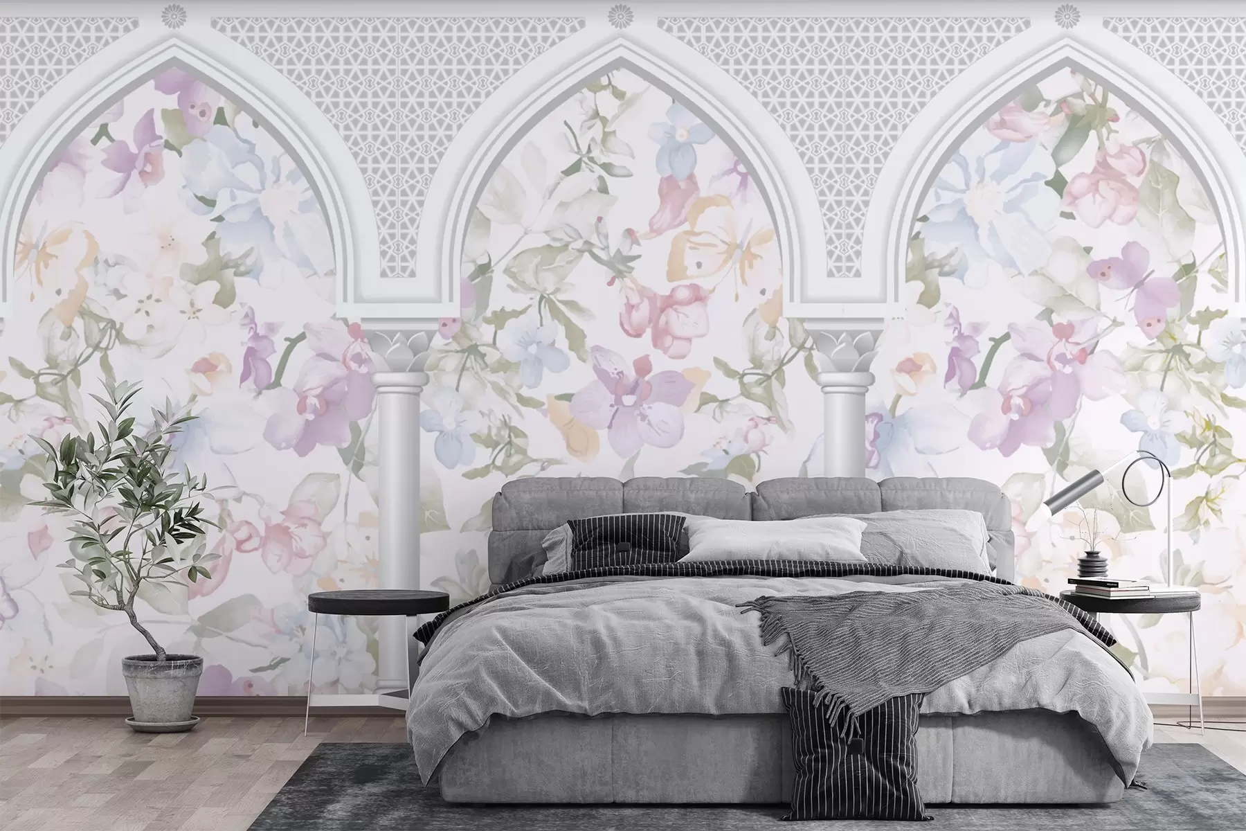 wall murals Цвеће иза лука w03480
