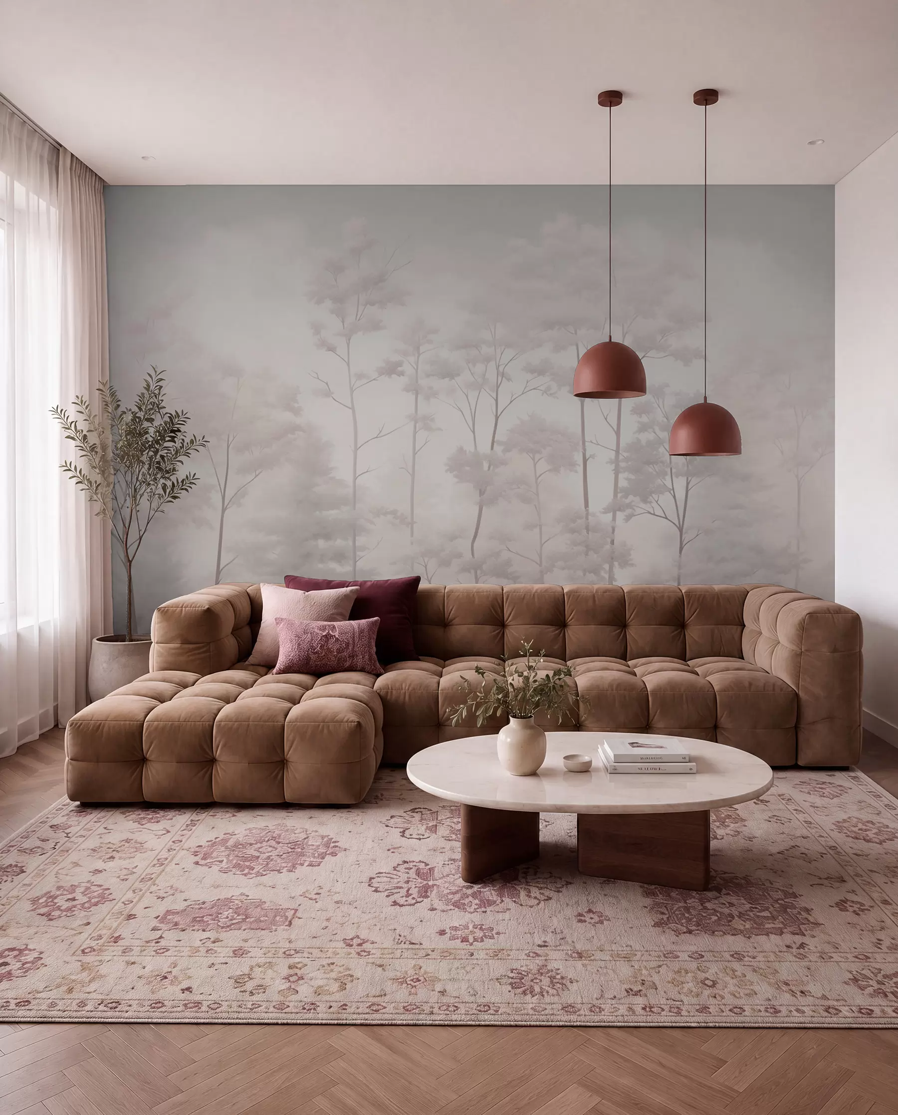 wall murals Модерна шума у деликатним светлим пастелним бојама w03525