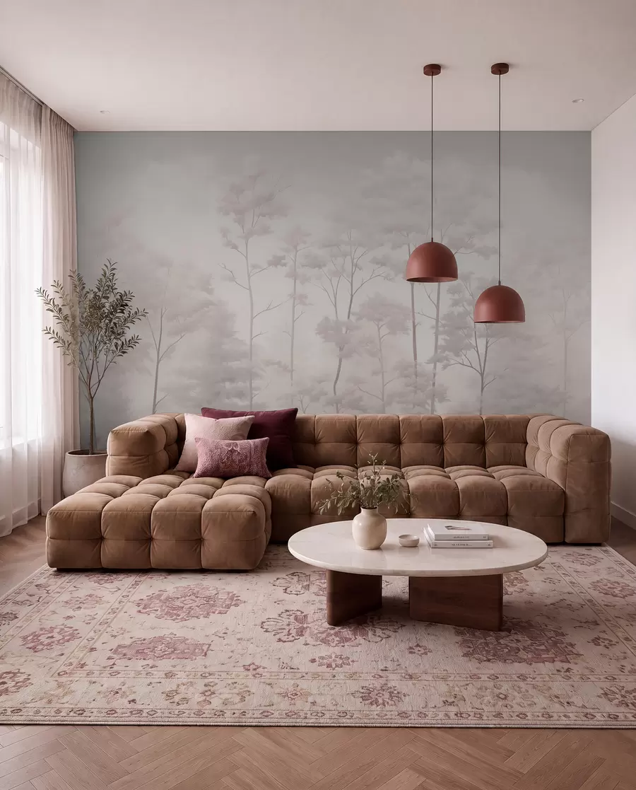 wall murals Модерна шума у деликатним светлим пастелним бојама w03525