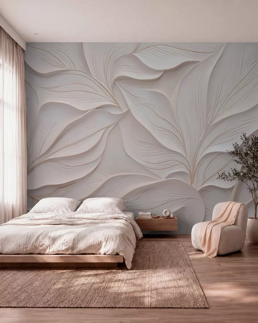 wall murals Деликатно лишће у стилу барељефа w03520