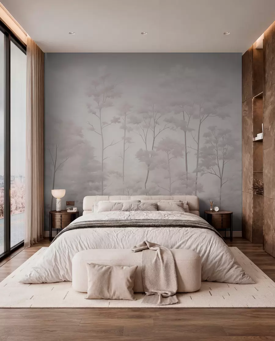 wall murals Модерна шума у нежним пастелним бојама w03525v1