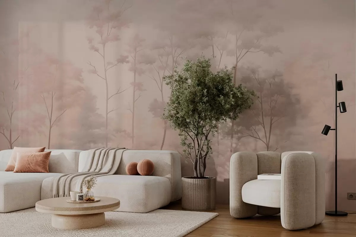 wall murals Модерна шума у нежним пастелним бојама w03525v1