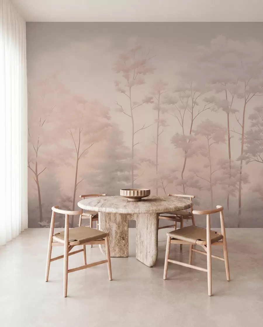 wall murals Модерна шума у нежним пастелним бојама w03525v1