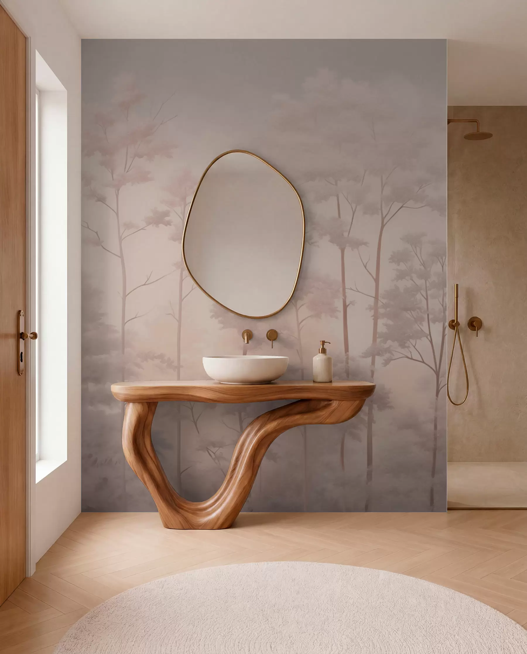 wall murals Модерна шума у нежним пастелним бојама w03525v1