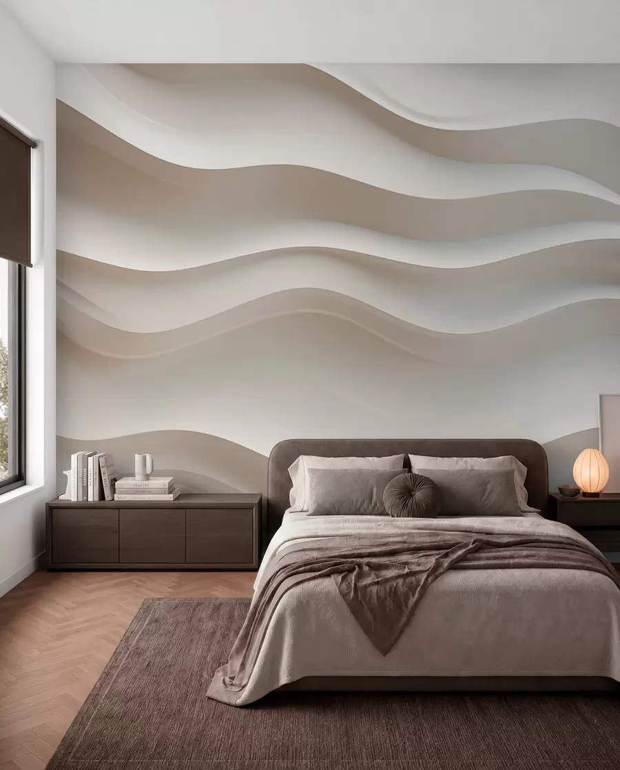 wall murals 3Д бели и сиви таласи w08939