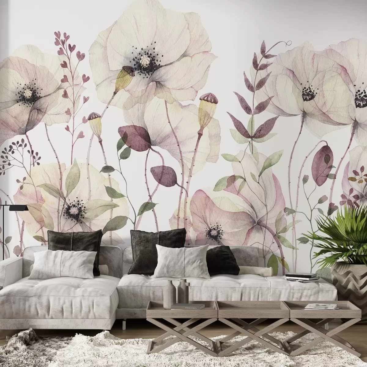 wall murals Акварел Вилдфловерс у меким природним нијансама w03543