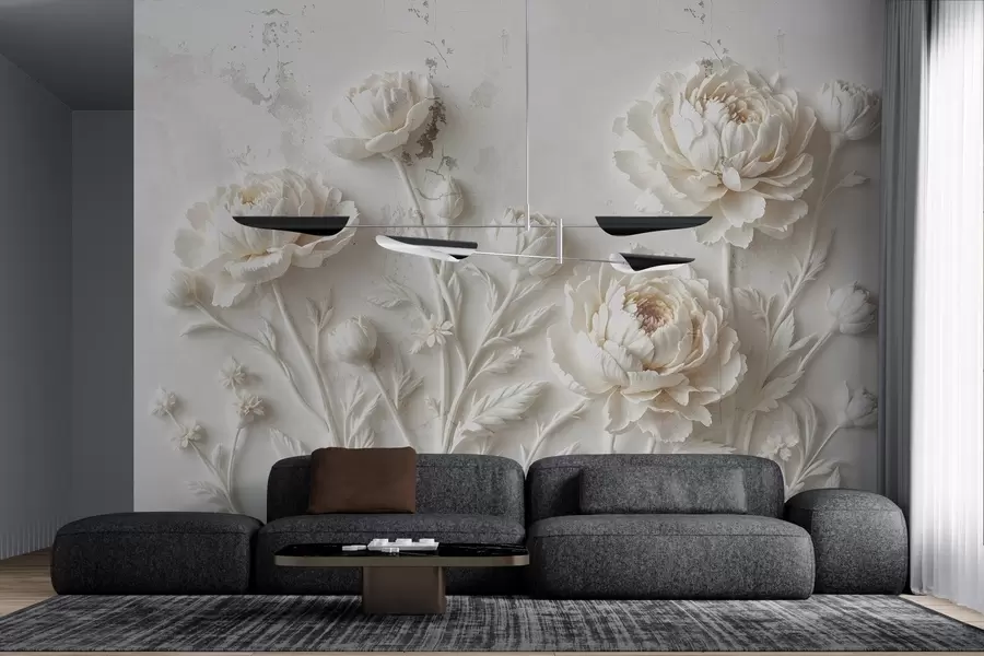 wall murals Цвеће на бетонској позадини грунге стилу w03553