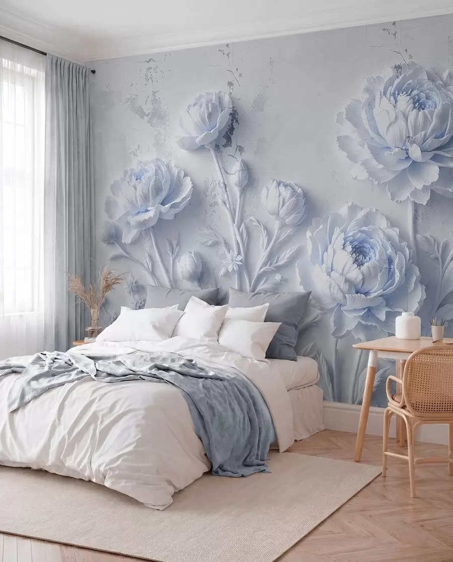 wall murals Цвеће на бетонској позадини грунге стилу w03553v1