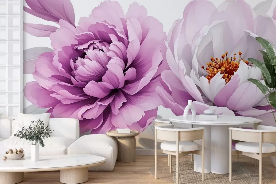 wall murals Бујни божури акварел w03558v1