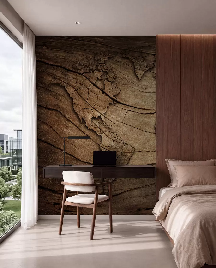 wall murals Светска карта на дрвету u53146