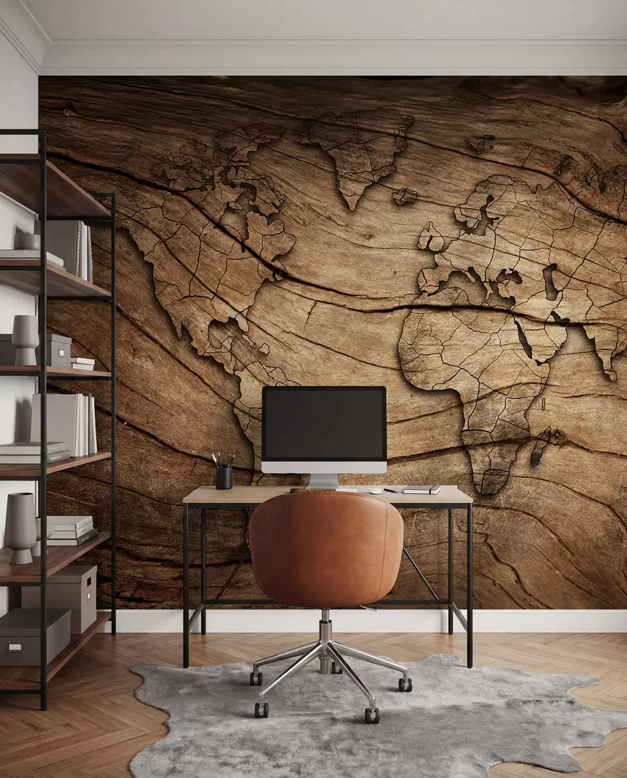 wall murals Светска карта на дрвету u53146