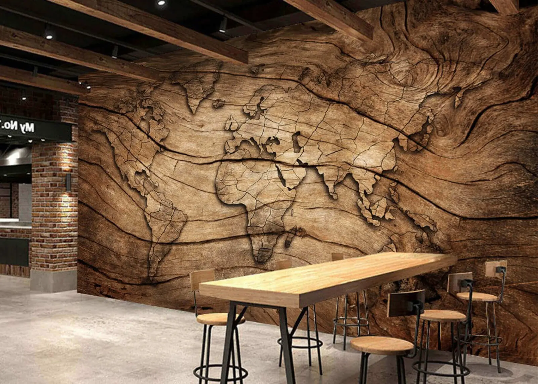 wall murals Светска карта на дрвету u53146