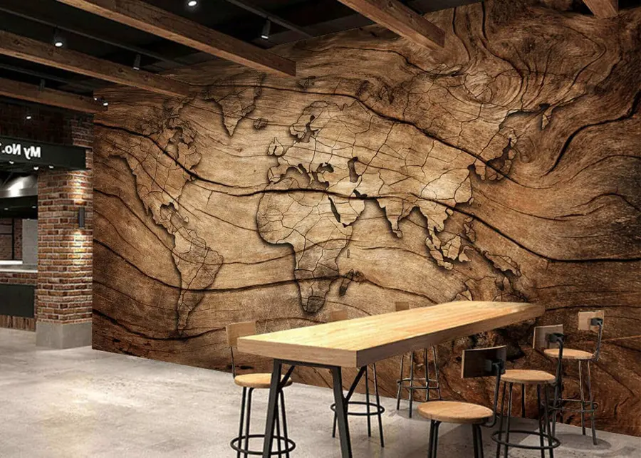 wall murals Светска карта на дрвету u53146
