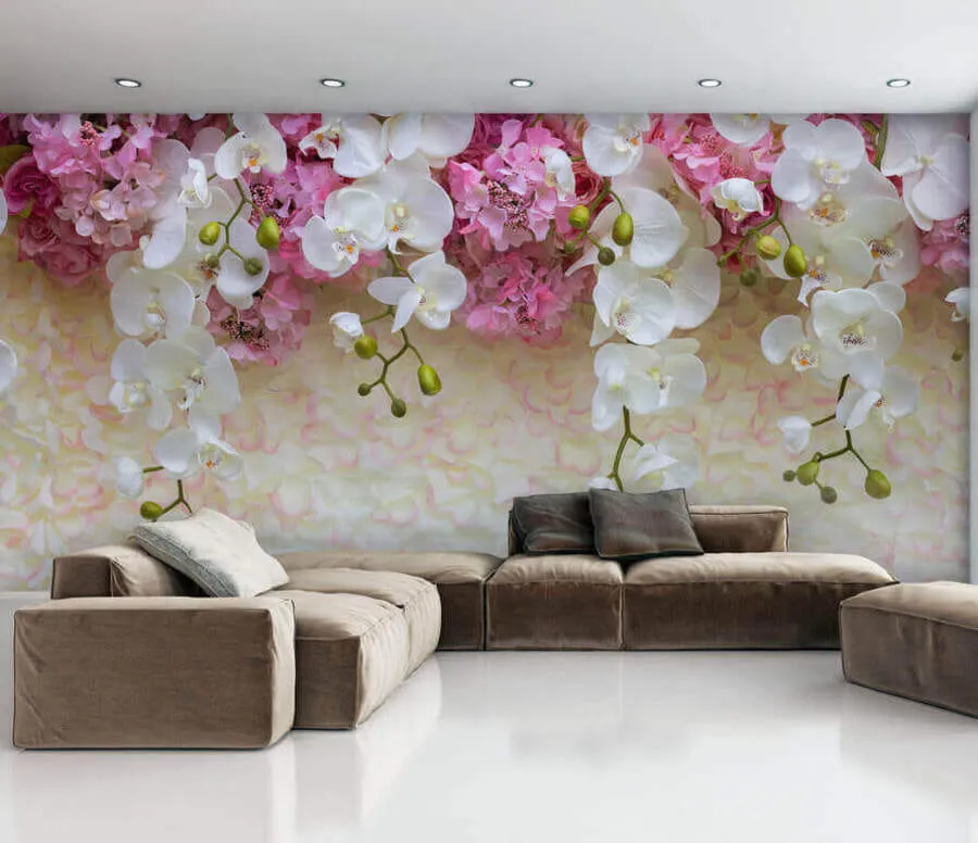 wall murals Ружичасто и бело цвеће на латицама u57056