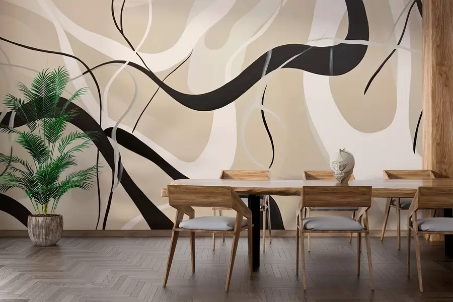 wall murals Апстрактна композиција са закривљеним линијама w03503