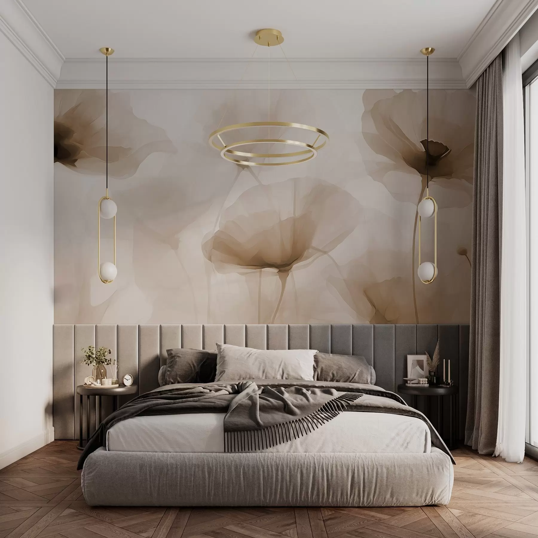 wall murals Апстрактне силуете цвећа w03508