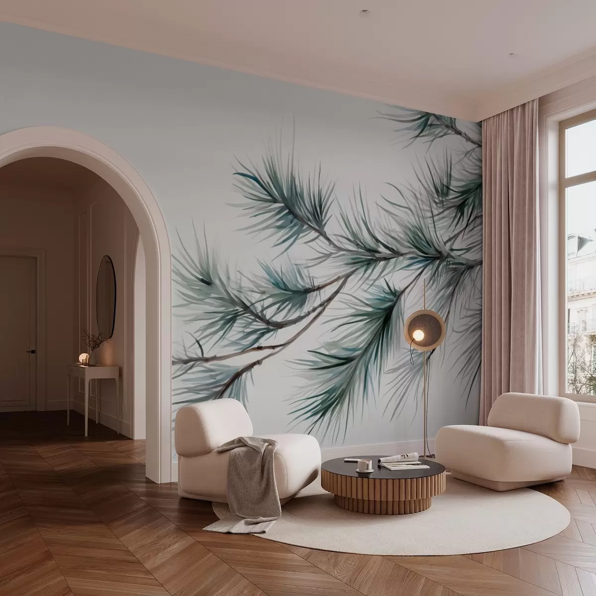 wall murals Акварел имитација гране смрче w03572