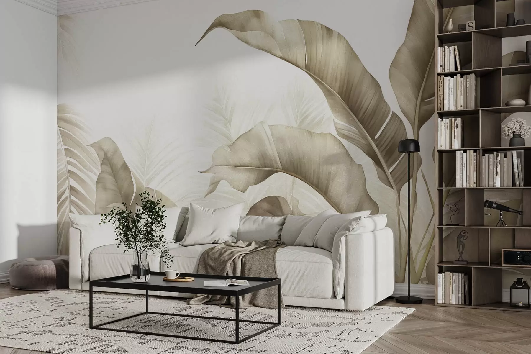 wall murals Високе тропске биљке у грунге стилу w08948