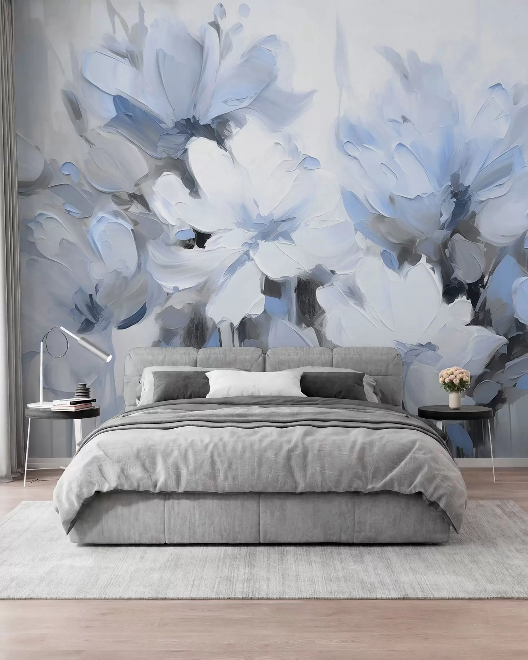 wall murals Апстрактно цвеће у стилу уљаних слика у меким тоновима w03575v2