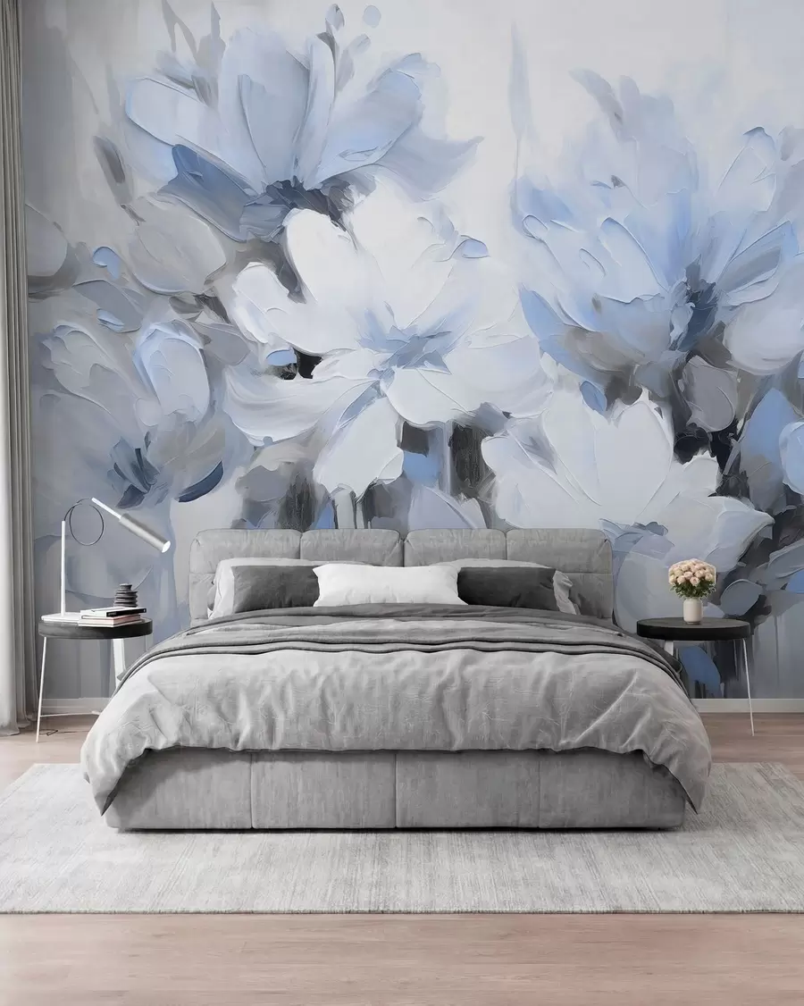 wall murals Апстрактно цвеће у стилу уљаних слика у меким тоновима w03575v2