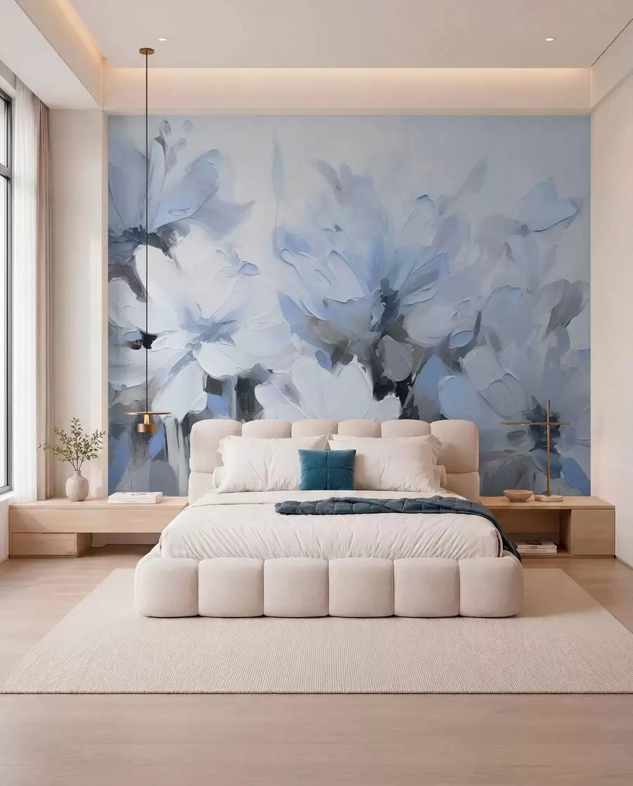 wall murals Апстрактно цвеће у стилу уљаних слика у меким тоновима w03575v2