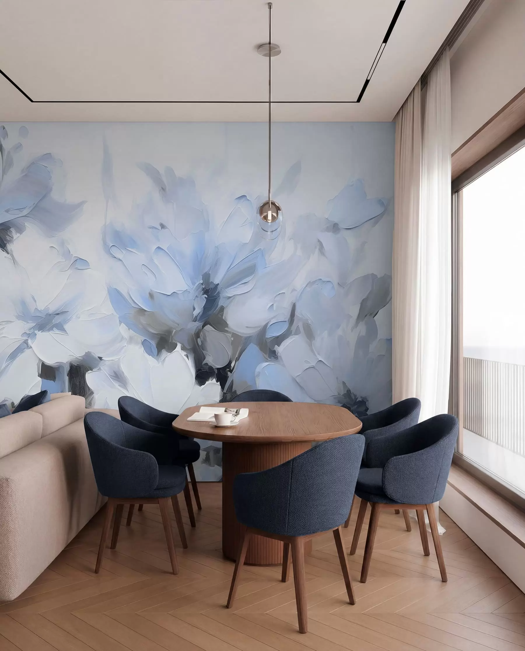 wall murals Апстрактно цвеће у стилу уљаних слика у меким тоновима w03575v2