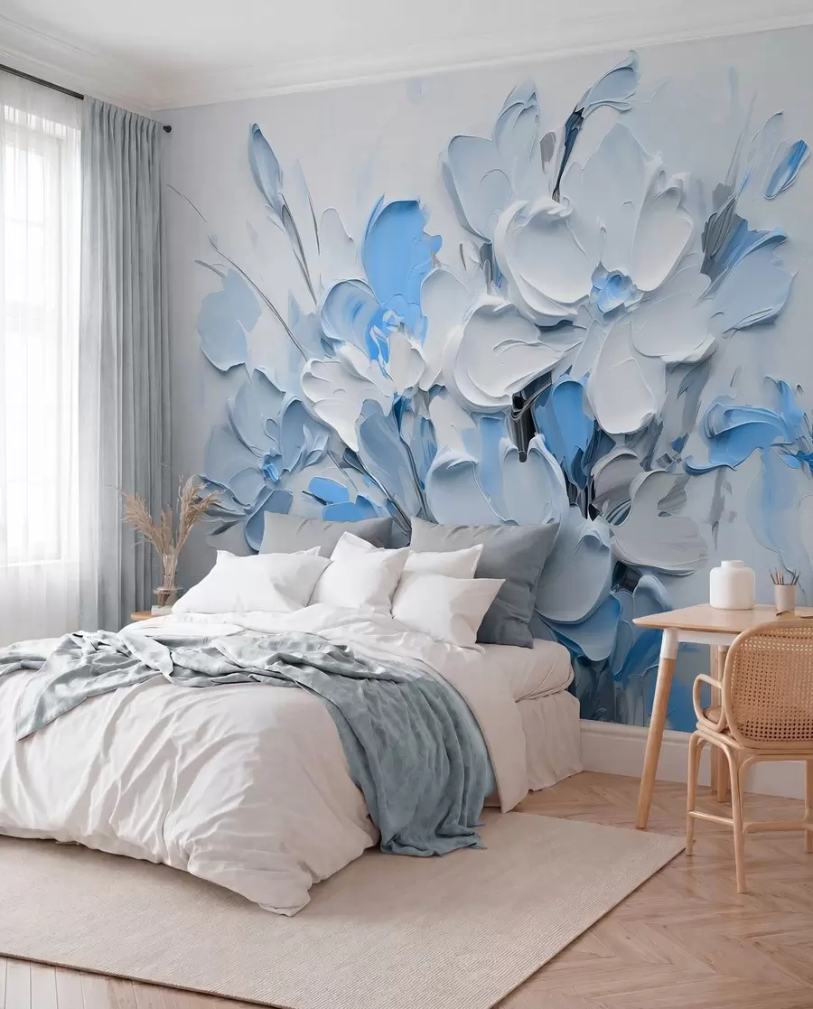 wall murals Апстрактно волуметријско цвеће у стилу уљаног сликарства w03582v1