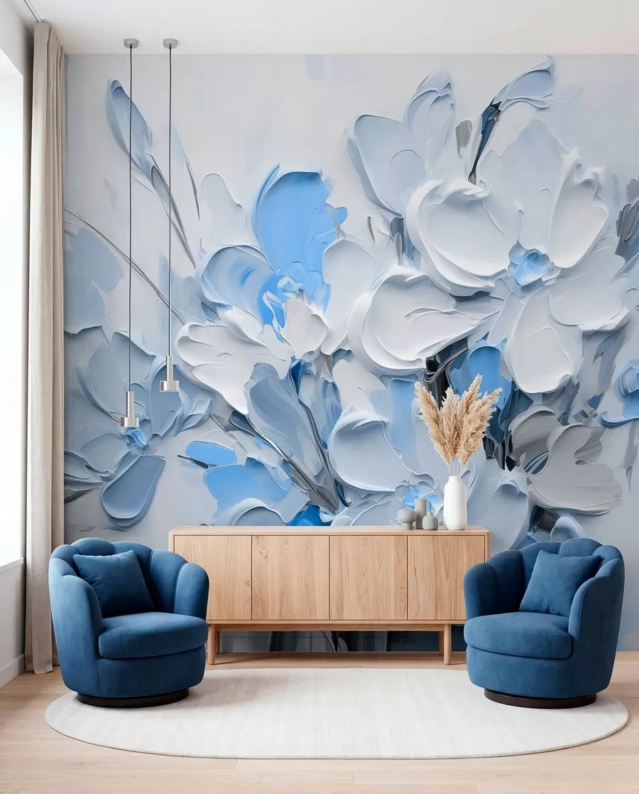 wall murals Апстрактно волуметријско цвеће у стилу уљаног сликарства w03582v1