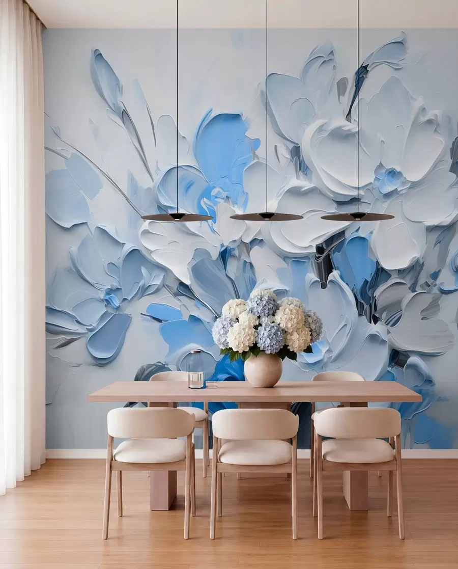 wall murals Апстрактно волуметријско цвеће у стилу уљаног сликарства w03582v1