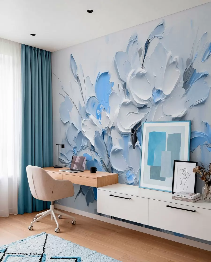 wall murals Апстрактно волуметријско цвеће у стилу уљаног сликарства w03582v1