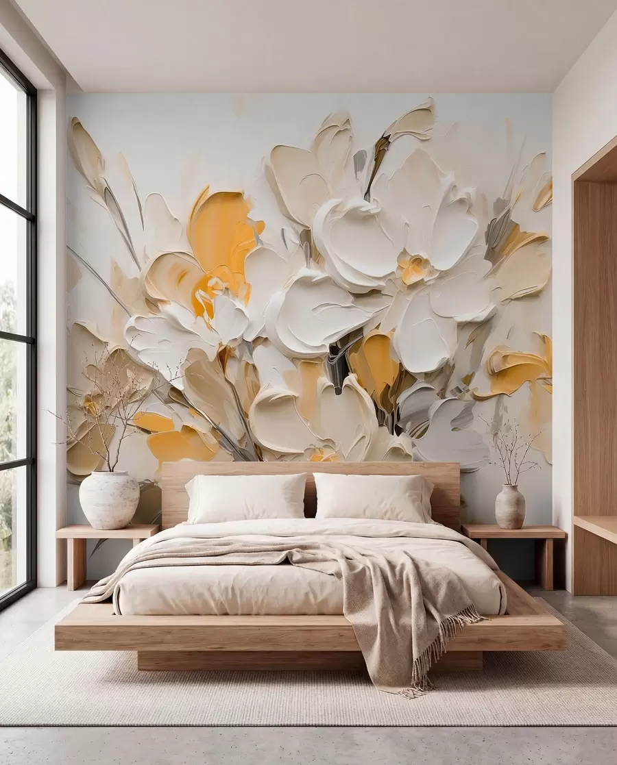 wall murals Апстрактно волуметријско цвеће у стилу уљаног сликарства w03582v2
