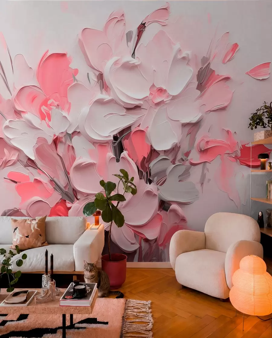 wall murals Апстрактно волуметријско цвеће у стилу уљаног сликарства w03582v3