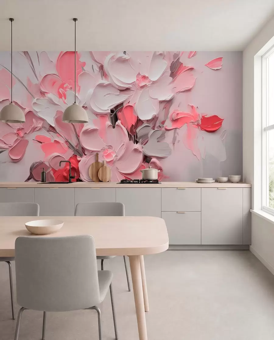 wall murals Апстрактно волуметријско цвеће у стилу уљаног сликарства w03582v3