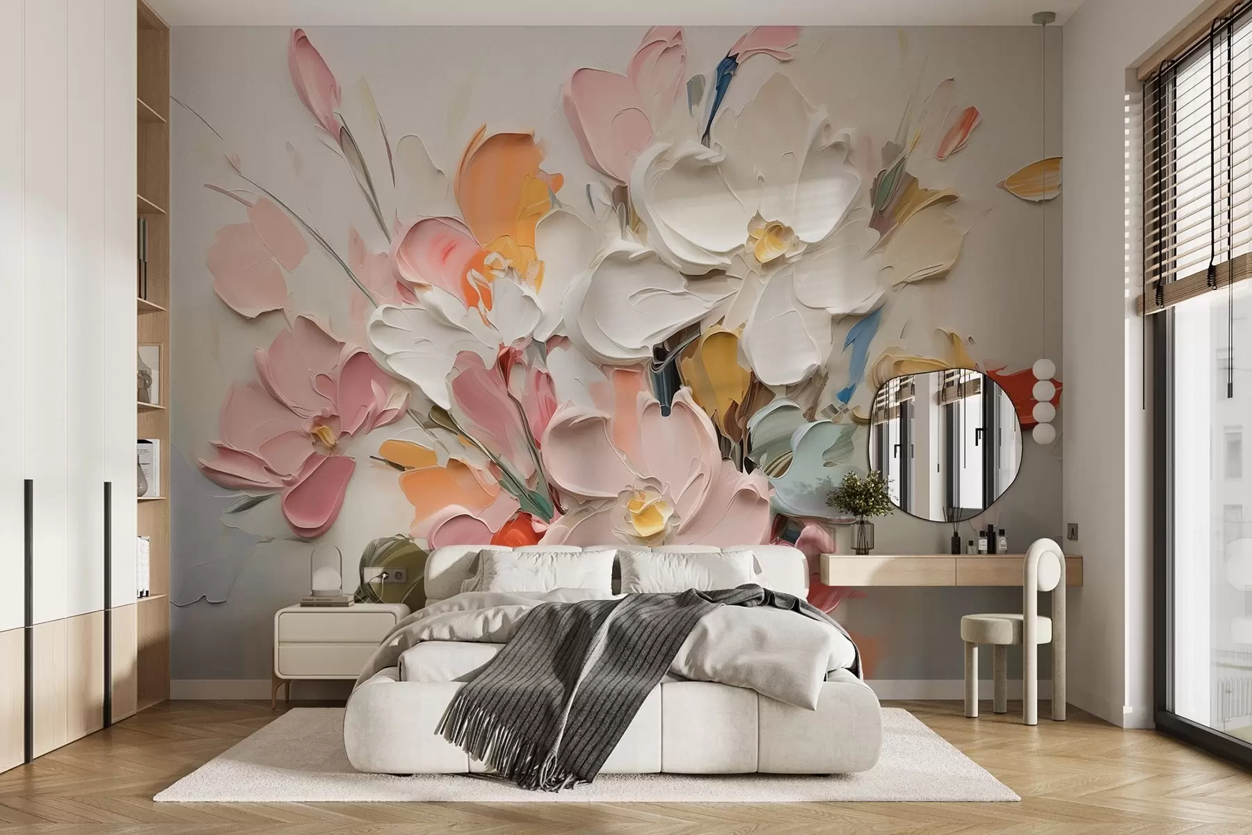 wall murals Апстрактно волуметријско цвеће у стилу уљаног сликарства w03582