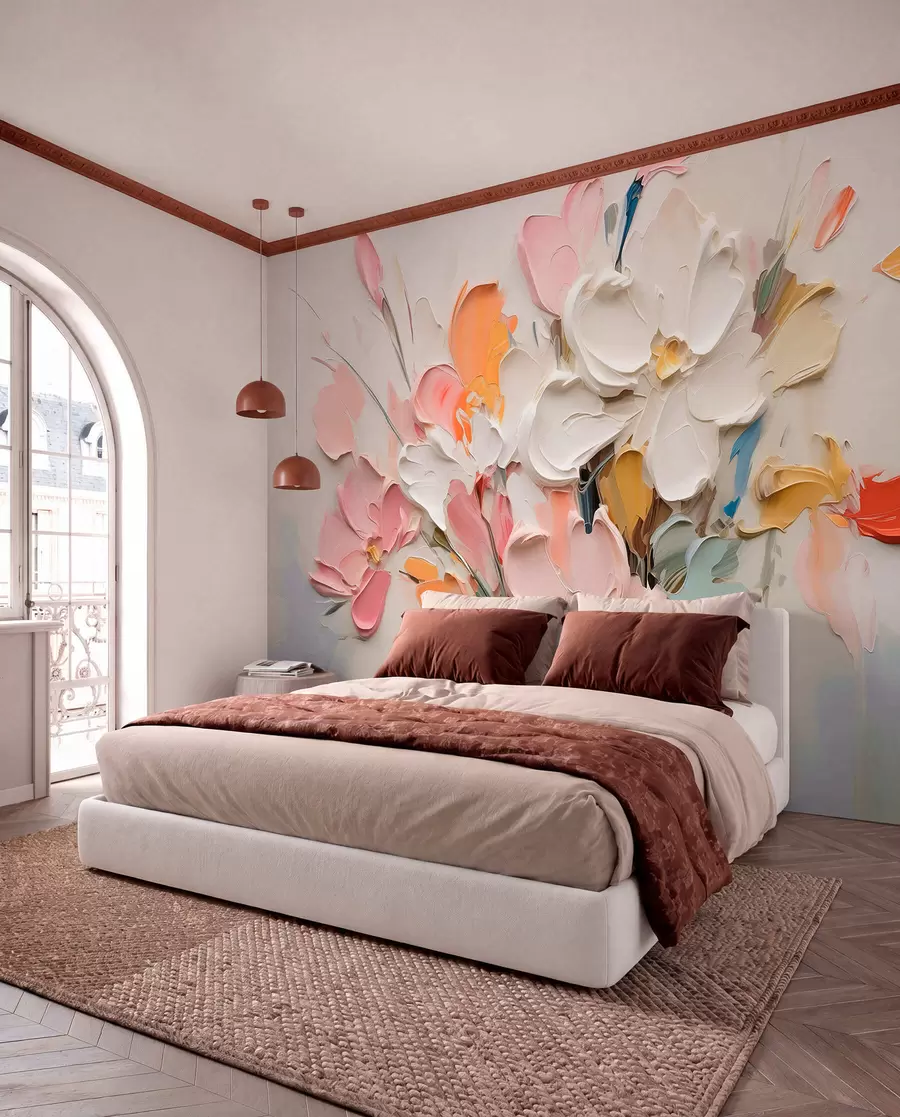 wall murals Апстрактно волуметријско цвеће у стилу уљаног сликарства w03582