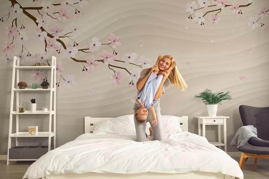 wall murals Сакура гране на таласастој пешчаној позадини w08959